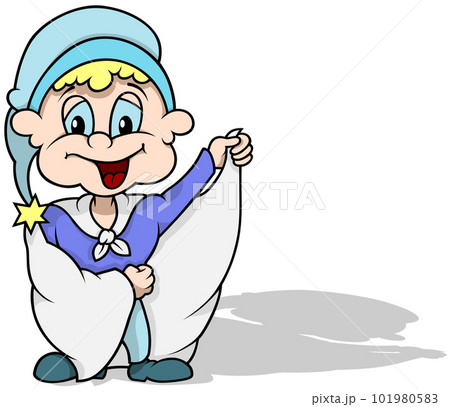 Blonde Leprechaun with blue Clothes and a Cloak 101980583