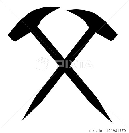 Hammer and pick symbol 101981370