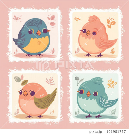 【AI画像】青とピンクと緑の鳥のイラスト 【AI画像】青とピンクと緑の鳥のイラスト 101981757