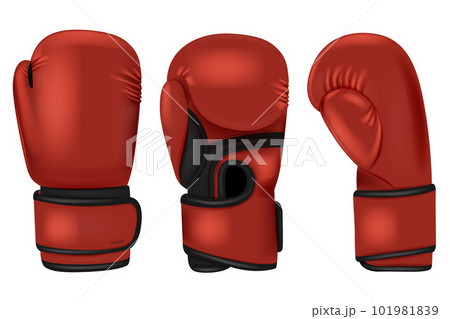 Color boxing gloves. Sport professional equipment for punch boxers decent. Realistic professional accessories. 3d isolated objects utter vector set 101981839