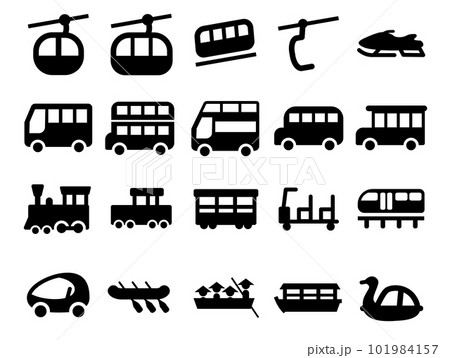 観光交通車両などのアイコンセット_黒ベタ 観光交通車両などのアイコンセット_黒ベタ 101984157
