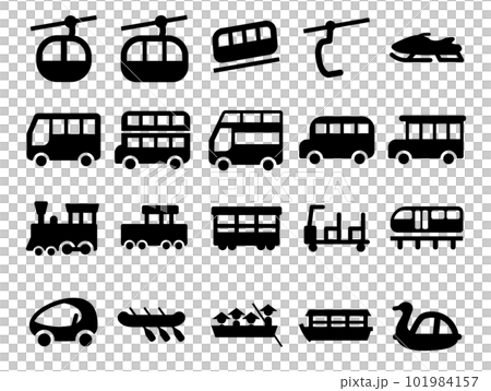 觀光交通工具等圖標集_黑色實心 101984157