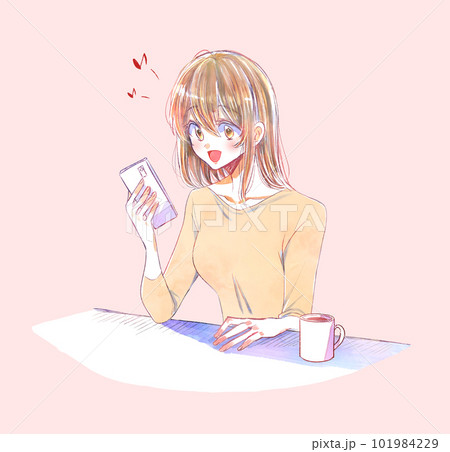楽しくスマホを使う女性 楽しくスマホを使う女性 101984229