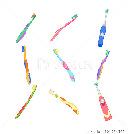 toothbrush dental set cartoon vector illustration 101984565