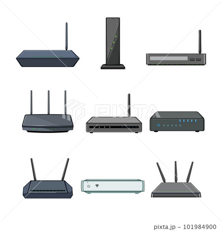 dsl modem set cartoon vector illustration 101984900