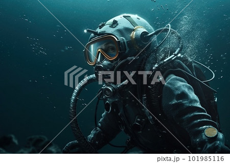 Evil king of drug narcos boss wearing face mask, mexican dealers background illustration generative ai 101985116