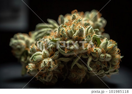 Ganja flowers Closeup of legal Cannabis illustration generative ai 101985118