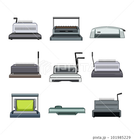 binding machine set cartoon vector illustration 101985229