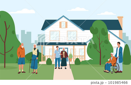 Nursing home center for retired people which walking Nursing home center for retired people which walking 101985466