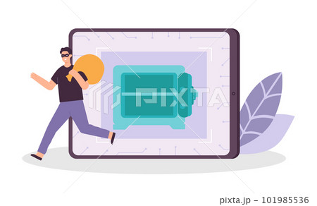 Criminal and thief hacking computer and stealing money Criminal and thief hacking computer and stealing money 101985536