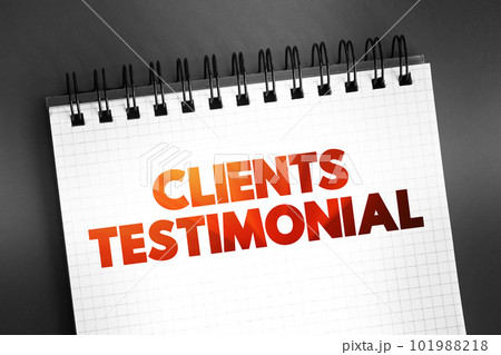 Clients Testimonial text on notepad, concept background 101988218