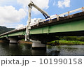 炎天の白昼に天から橋の上に降り立ったドラゴンのように、長いくびを橋の下へ覗き込ませているようです。 101990158
