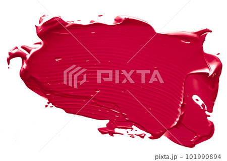 Red beauty swatch, skincare and makeup cosmetic product sample texture isolated on white background, make-up smudge, cream cosmetics smear or paint brush stroke 101990894