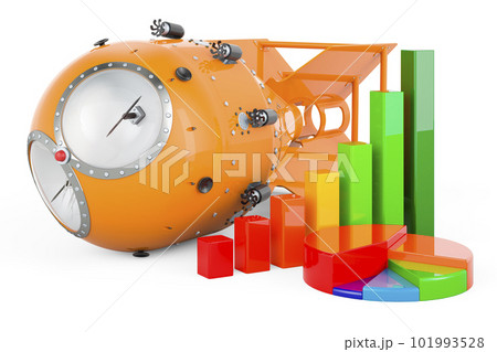Atomic bomb, nuclear weapon with growth bar graph and pie chart, 3D rendering Atomic bomb, nuclear weapon with growth bar graph and pie chart, 3D rendering 101993528