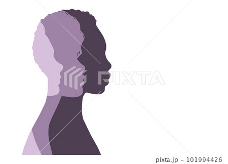 Diversity multiethnic people. Group of people silhouettes with different culture and racial diversity. Multicultural abstract people background. 101994426