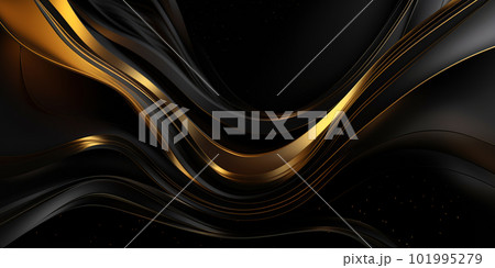 3D abstract wallpaper. Three-dimensional dark golden and black background. Black and gold background. golden wallpaper 101995279