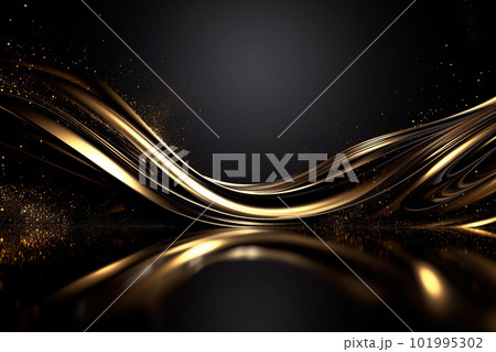 3D abstract wallpaper. Three-dimensional dark golden and black background. Black and gold background. golden wallpaper 101995302