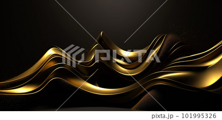 3D abstract wallpaper. Three-dimensional dark golden and black background. Black and gold background. golden wallpaper 101995326
