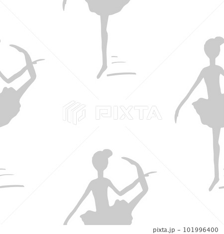 Seamless pattern of ballerina silhouettes. Ballet girl. Dancer illustration. Seamless pattern of ballerina silhouettes. Ballet girl. Dancer illustration. 101996400