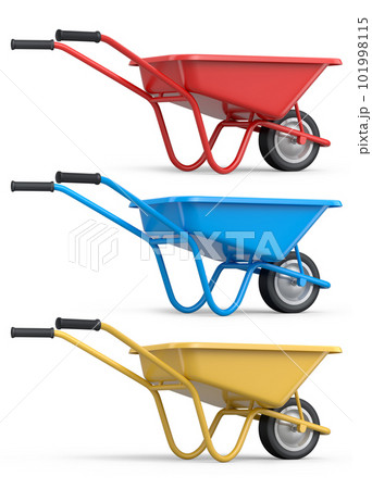 Set of garden tools and supplies for gardener and flower pots in garden Set of garden tools and supplies for gardener and flower pots in garden 101998115