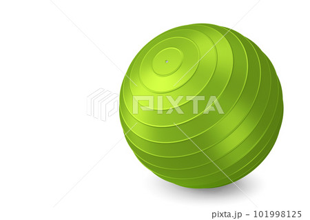 Green fitball or fitness ball for yoga exercise isolated white background 101998125