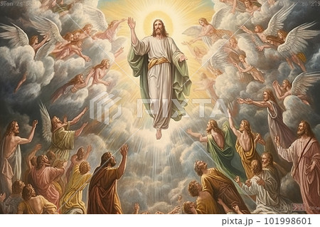 An illustration of the ascension day of Jesus...のイラスト素材