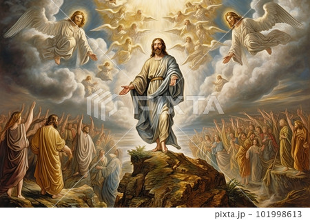 An illustration of the ascension day of Jesus...のイラスト素材