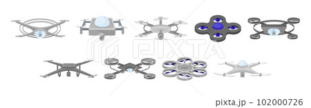 Pilotless Drone as Aerial Vehicle with Remote Control Isometric Vector Set Pilotless Drone as Aerial Vehicle with Remote Control Isometric Vector Set 102000726