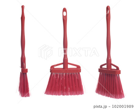 Three plastic red brooms 102001989