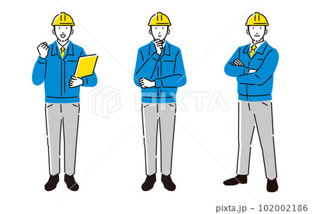 人物 ヘルメットをかぶった作業服の男性全身 人物 ヘルメットをかぶった作業服の男性全身 102002186
