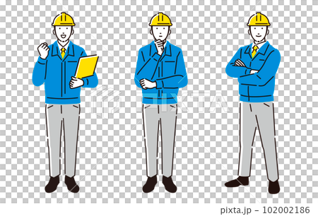 人物 ヘルメットをかぶった作業服の男性全身 人物 ヘルメットをかぶった作業服の男性全身 102002186
