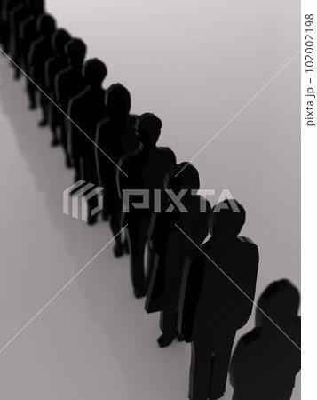 行列のシルエット　暗　3Dイラストレーション　縦 102002198