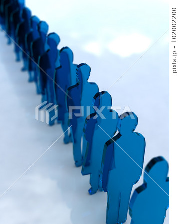 行列のシルエット　青　3Dイラストレーション　縦 102002200