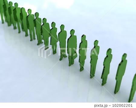 行列のシルエット 緑 3Dイラストレーション 横 行列のシルエット 緑 3Dイラストレーション 横 102002201
