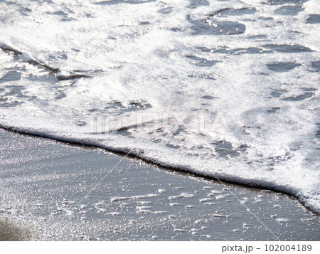 日光を反射して煌めく波打ち際。 102004189