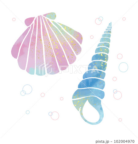 貝がらの水彩風手書きベクターイラストのイラスト素材 [102004970] - PIXTA