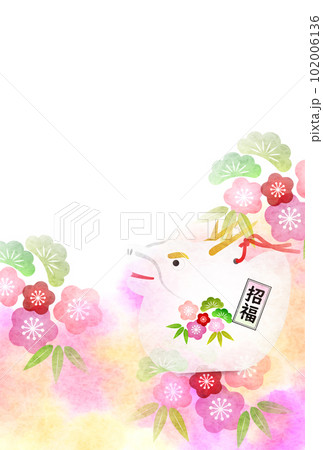 辰　年賀状　張り子　背景 102006136