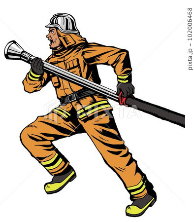 アメコミ風　日本人　男性　消防士　レスキュー　ビジネス男性　カラー　 102006468