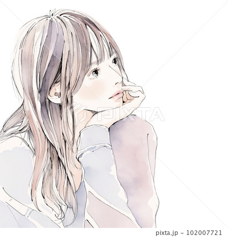 綺麗なお姉さんのイラスト　水彩画風「AI生成画像」 102007721