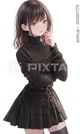 黒いファッションに身を包んだ女性「AI生成画像」 102007770