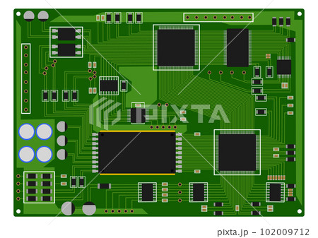 電子部品が集まった電子基板のイメージイラスト 電子部品が集まった電子基板のイメージイラスト 102009712
