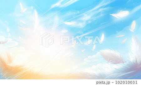 空に舞う羽根の背景イラスト「AI生成画像」 空に舞う羽根の背景イラスト「AI生成画像」 102010031