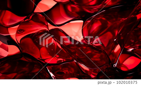 赤いキラキラクリスタルの曲線背景「AI生成画像」 102010375