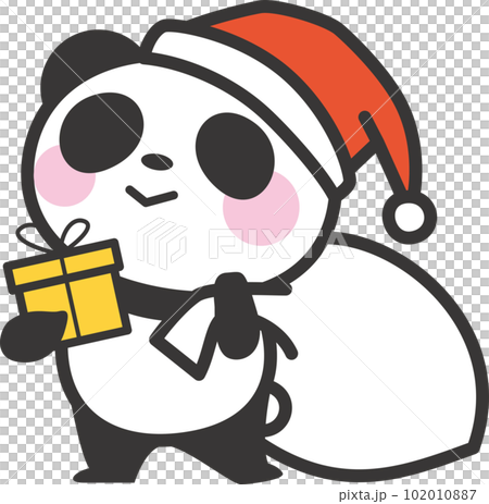 サンタクロースの格好をしているパンダのキャラクター サンタクロースの格好をしているパンダのキャラクター 102010887