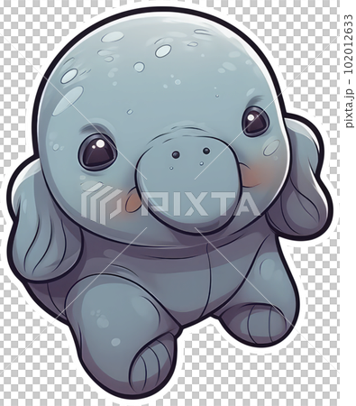 Funny and cute manatee transparency sticker. 102012633