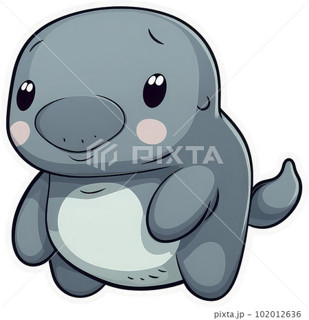 Funny and cute manatee transparency sticker. 102012636