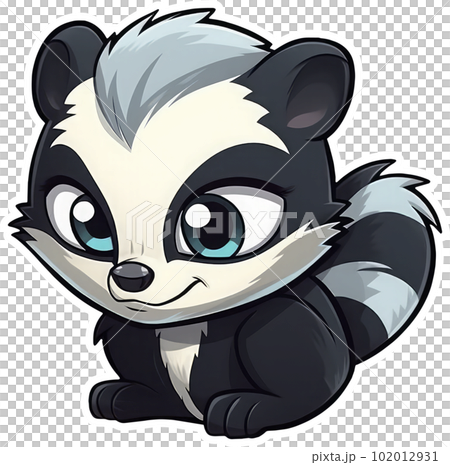 Funny and cute skunk transparency sticker.のイラスト素材
