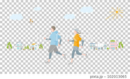 woman and man running - Stock Illustration [102013065] - PIXTA