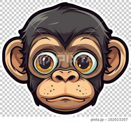 Funny and cute chimpanzee transparency sticker. Funny and cute chimpanzee transparency sticker. 102013207