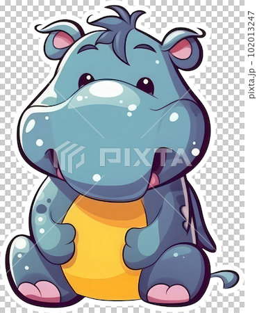 Funny and cute hippopotamus transparency sticker. Funny and cute hippopotamus transparency sticker. 102013247
